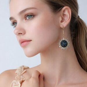 Chic Black and Gold Starburst Earrings